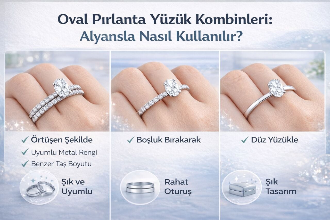 Oval Pırlanta Yüzük Kombinleri: Alyansla Nasıl Kullanılır?