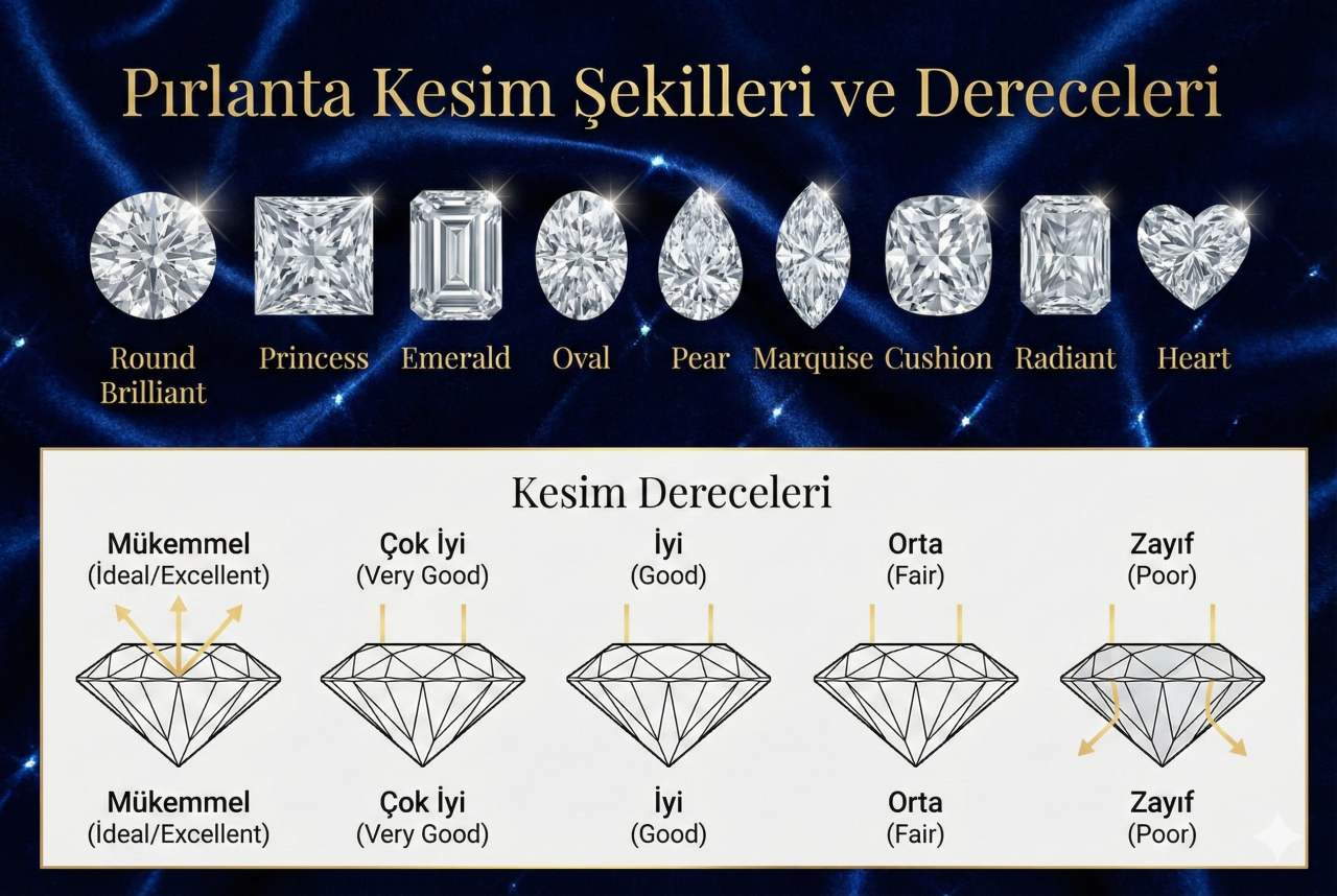 Pırlanta Kesim Şekilleri ve Dereceleri