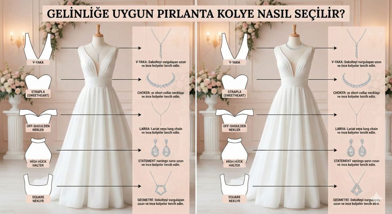 Gelinliğe Uygun Pırlanta Kolye Nasıl Seçilir?