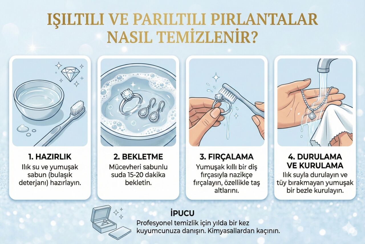 Işıltılı ve Parıltılı Pırlantalar Nasıl Temizlenir?