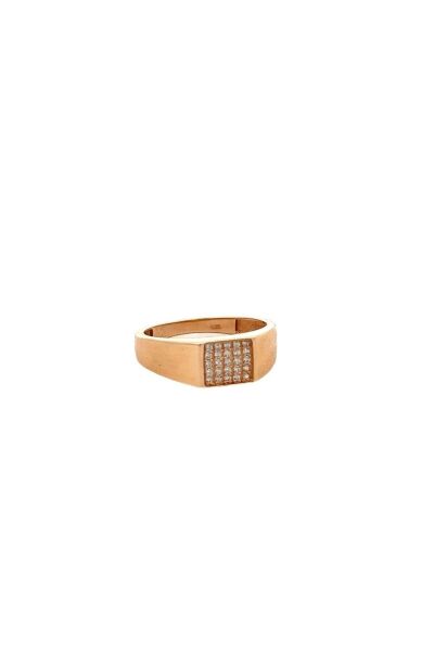 Zirkon Taşlı Modern Tarz Rose Altın Erkek Yüzük