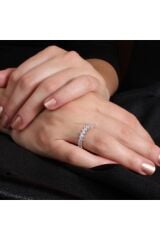 Swarovski Taşlı Tamtur Beyaz Altın Yüzük
