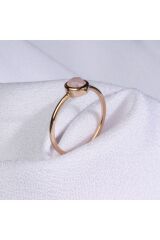 Pink Quartz Taşlı Rose Altın Yüzük