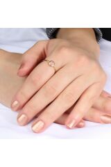 Pink Quartz Taşlı Rose Altın Yüzük