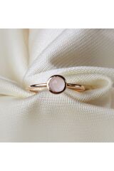 Pink Quartz Taşlı Rose Altın Yüzük