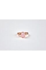 Pink Quartz Taşlı Rose Altın Yüzük