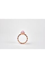 Pink Quartz Taşlı Rose Altın Yüzük