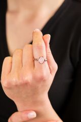 Pink Quartz Taşlı Rose Altın Yüzük