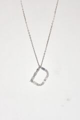 Swarovski Taşlı D Harfli Beyaz Altın Kolye