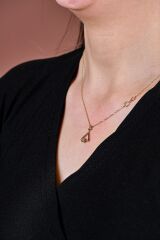 Zirkon Taşlı Geometrik Figürlü Yeşil Altın Kolye