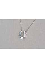 Aquamarine Ve Zirkon Baget Taşlı Beyaz Altın Kolye