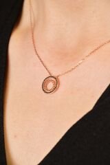 Zirkon Taşlı Rose Altın Kolye