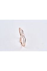 Pink Quartz Ve Zirkon Taşlı Rose Altın Kelepçe Bilezik