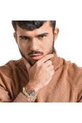 Sade Ve Şık Köşeli Tarz Geçişli Unisex Yeşil Altın Bileklik