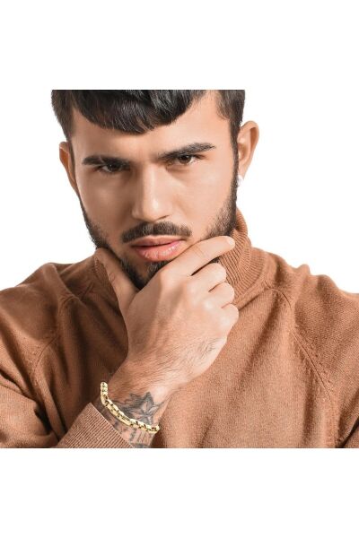 Sade Ve Şık Köşeli Tarz Geçişli Unisex Yeşil Altın Bileklik