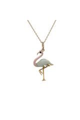 Mine Flamingo Figürlü Yeşil Altın Kolye