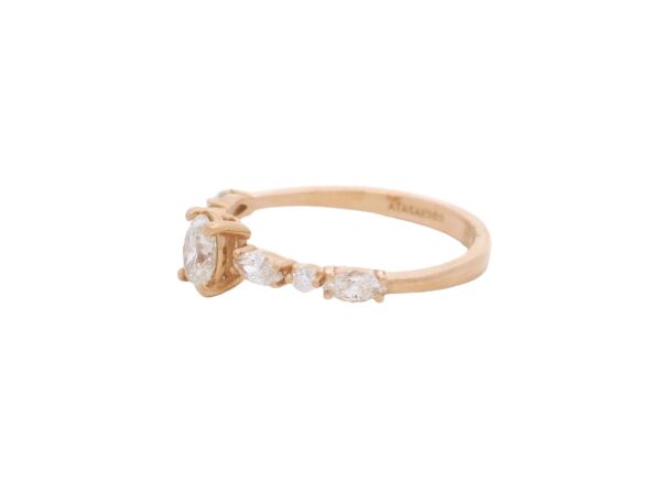 Pırlanta Oval Markiz Ve Yuvarlak Kesim Şık Rose Altın Yüzük