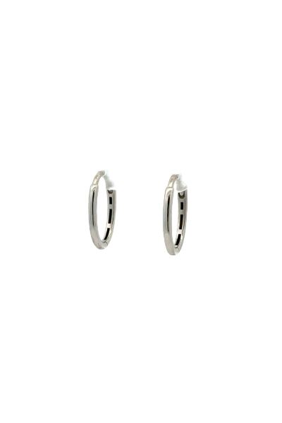 Oval Motifli Beyaz Altın Küpe
