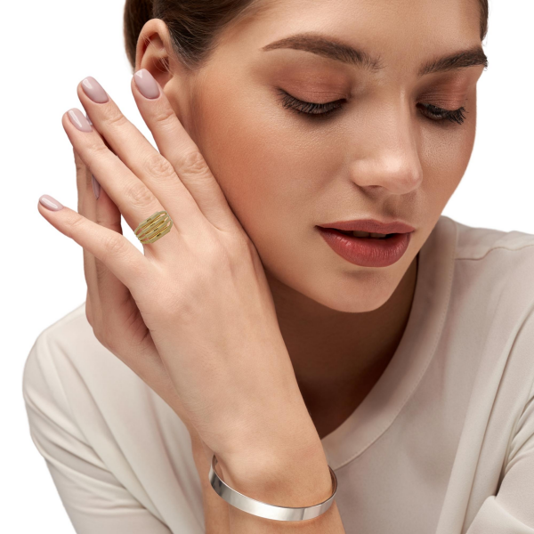 Modern Tasarım Tarz Dört Sıralı Yeşil Altın Yüzük