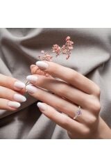 Pırlanta Sentetik Renkli Taşlı Beyaz Altın Yüzük