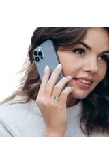 Pırlanta Sentetik Renkli Taşlı Damla Beyaz Altın Yüzük