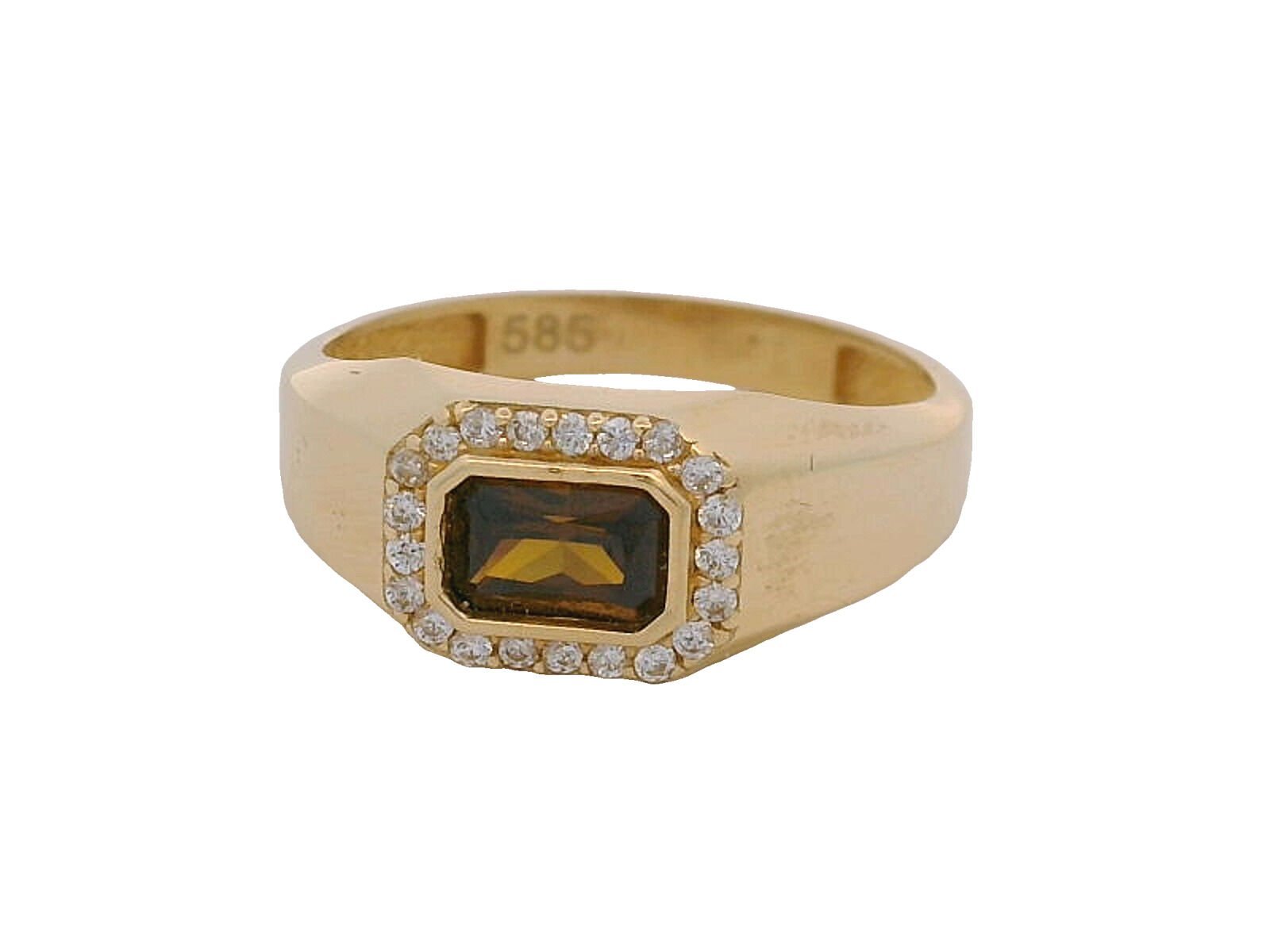 Zirkon Ve Quartz Taşlı Şövalye Model Şık Yeşil Altın Yüzük