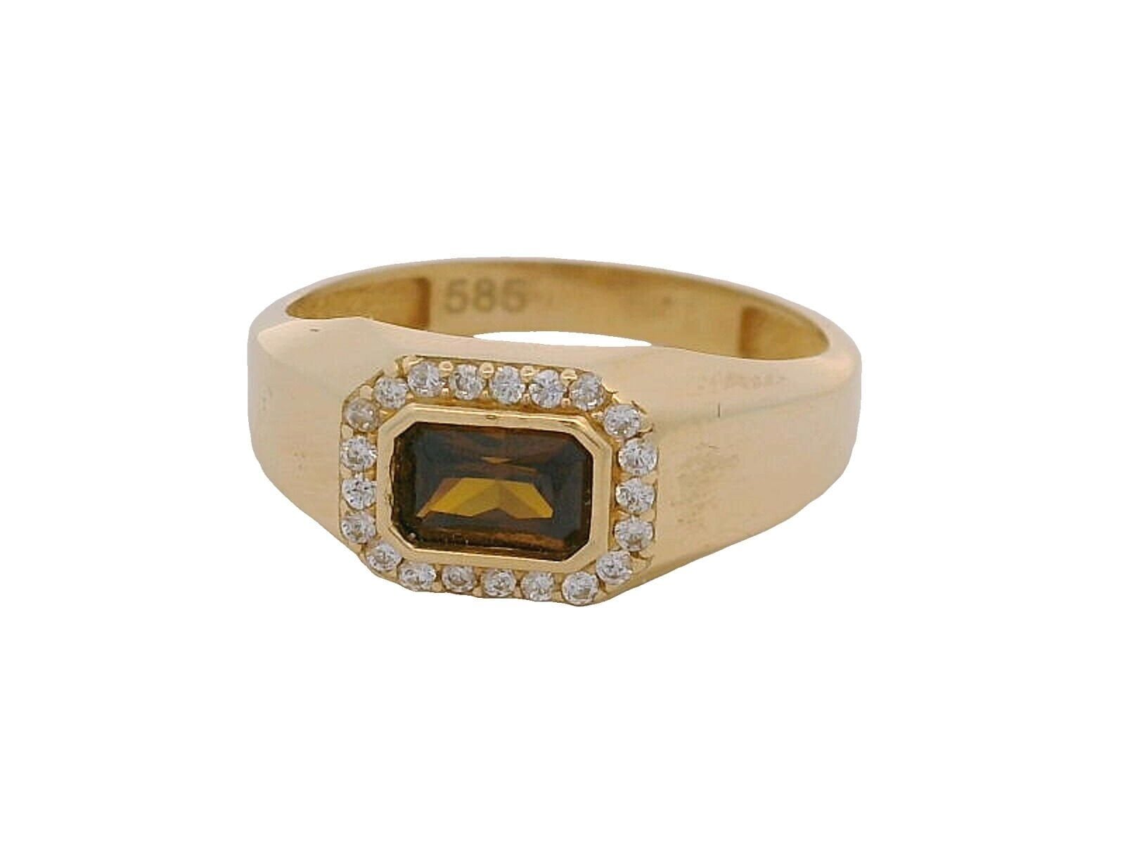 Zirkon Ve Quartz Taşlı Şövalye Model Şık Yeşil Altın Yüzük