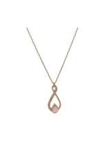 Pink Quartz Taş Detaylı Modern Rose Altın Kolye