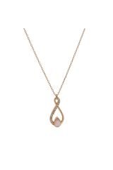 Pink Quartz Taş Detaylı Modern Rose Altın Kolye