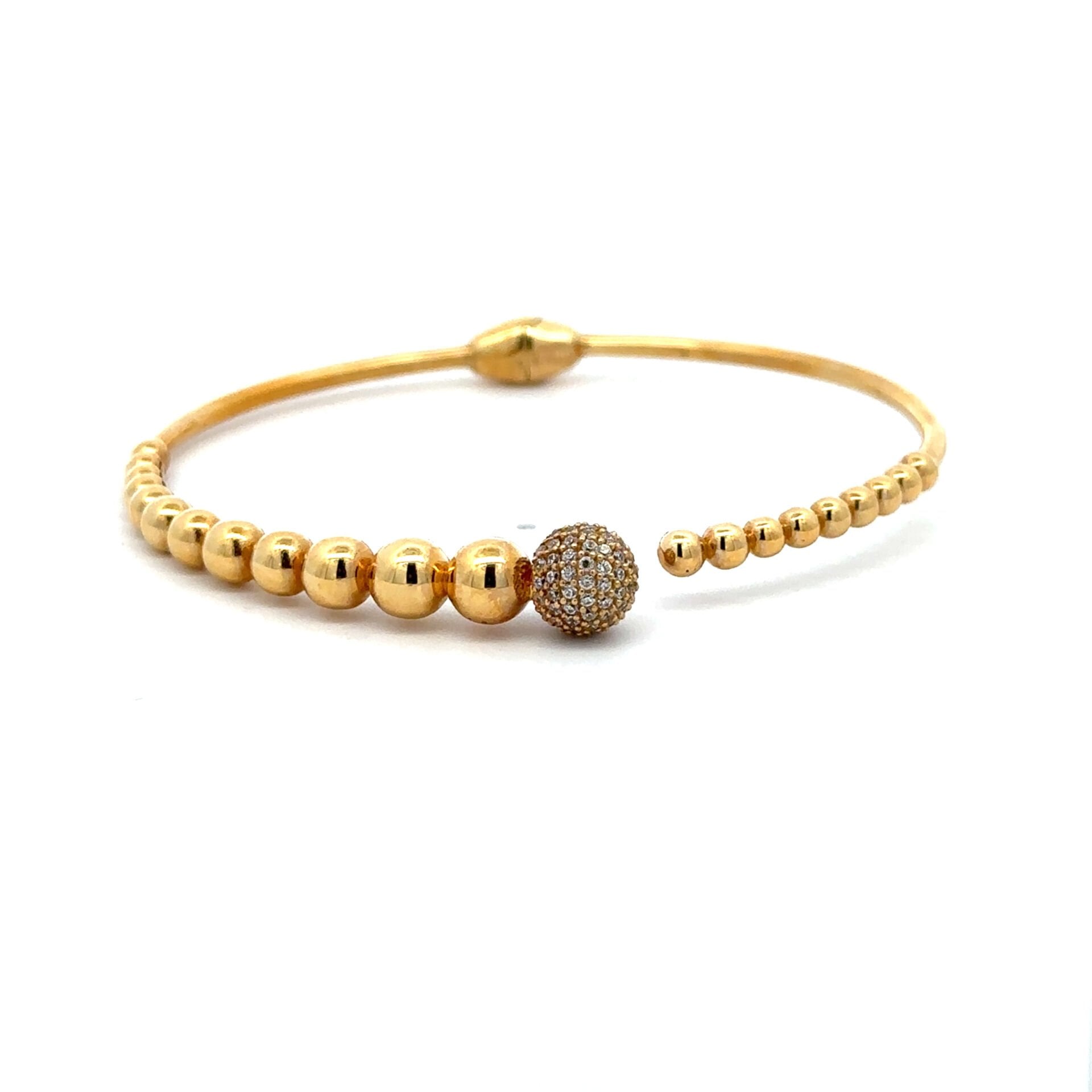 Zirkon Taşlı Kalın Ve İnce Toplu Şık Yeşil Altın Kelepçe Bilezik