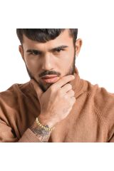 Modern Tarz Unisex Kalın Zincir Yeşil Altın Bileklik