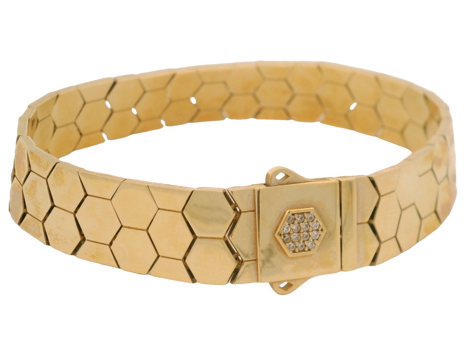 Modern Ve Şık Petek Desenli Yeşil Altın Bileklik