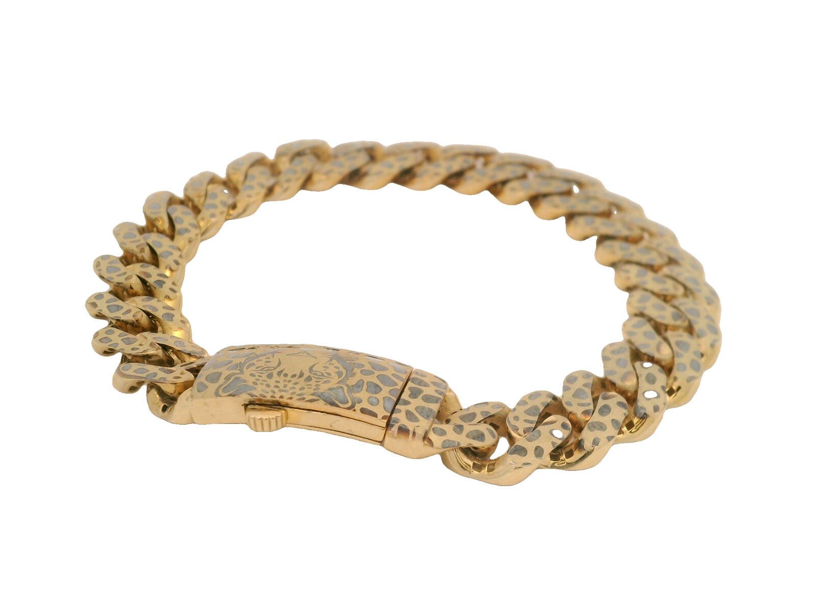 Leopar Desen Yüzeyli Retro Gurmet Model Yeşil Altın Bileklik