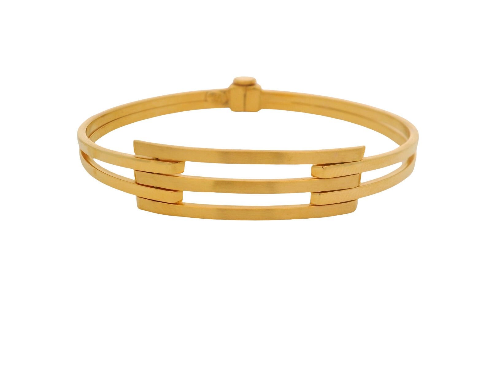 Modern Tarz Çift Sıra Kaburga Model Sarı Altın Kelepçe Bilezik