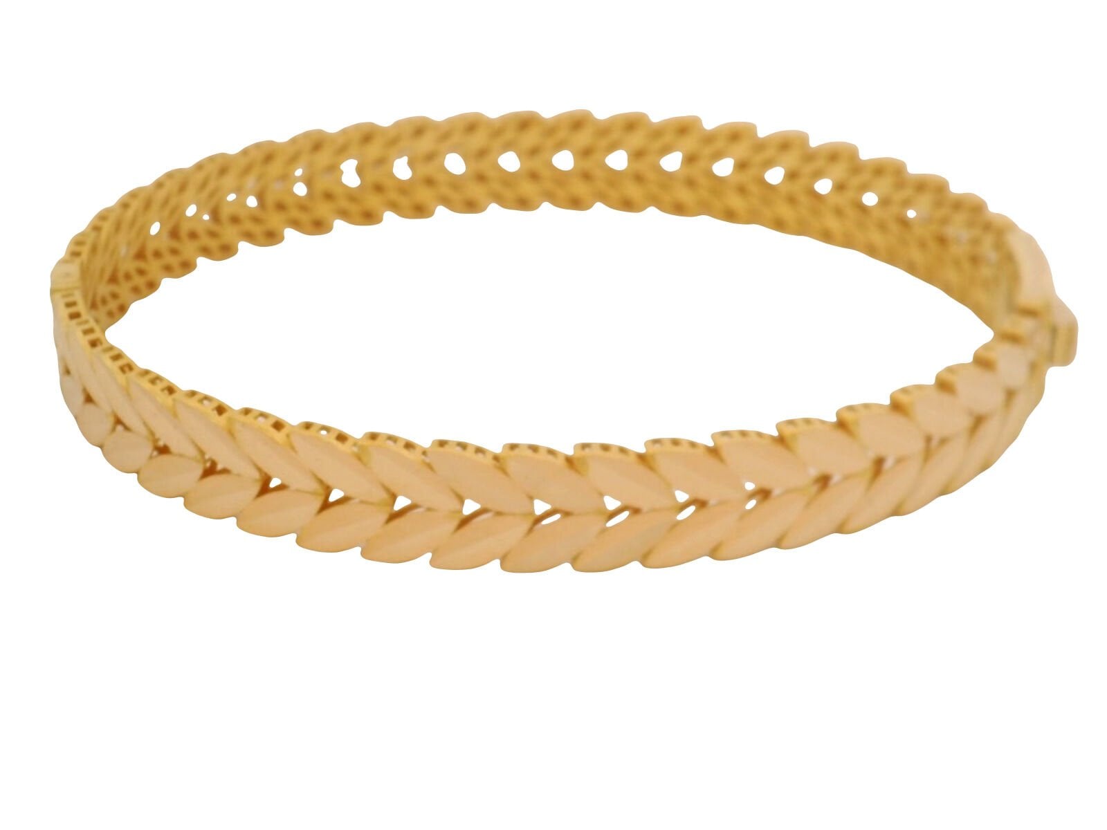 Çift Sıra Yaprak Şekilli Şık Sarı Altın Kelepçe Bilezik