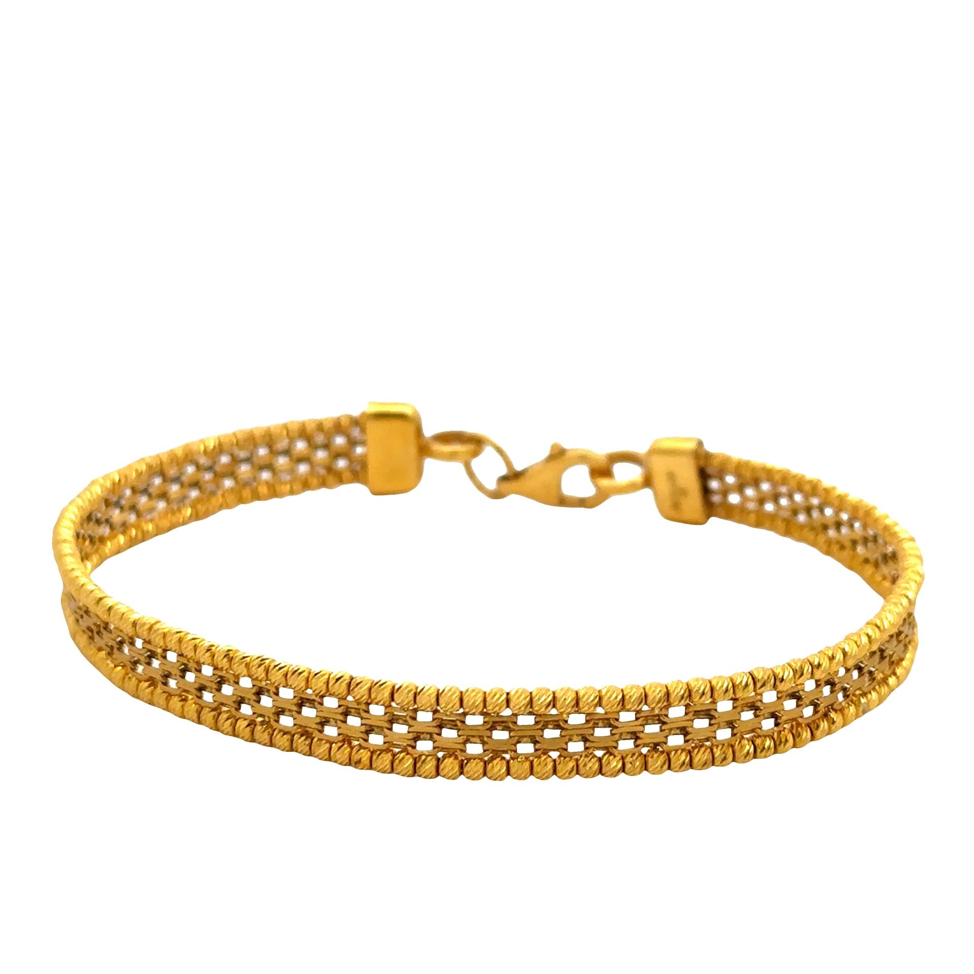 Klasik Dorika Toplu Çerçeve İçi Örgü Tarzı Sarı Altın Bileklik