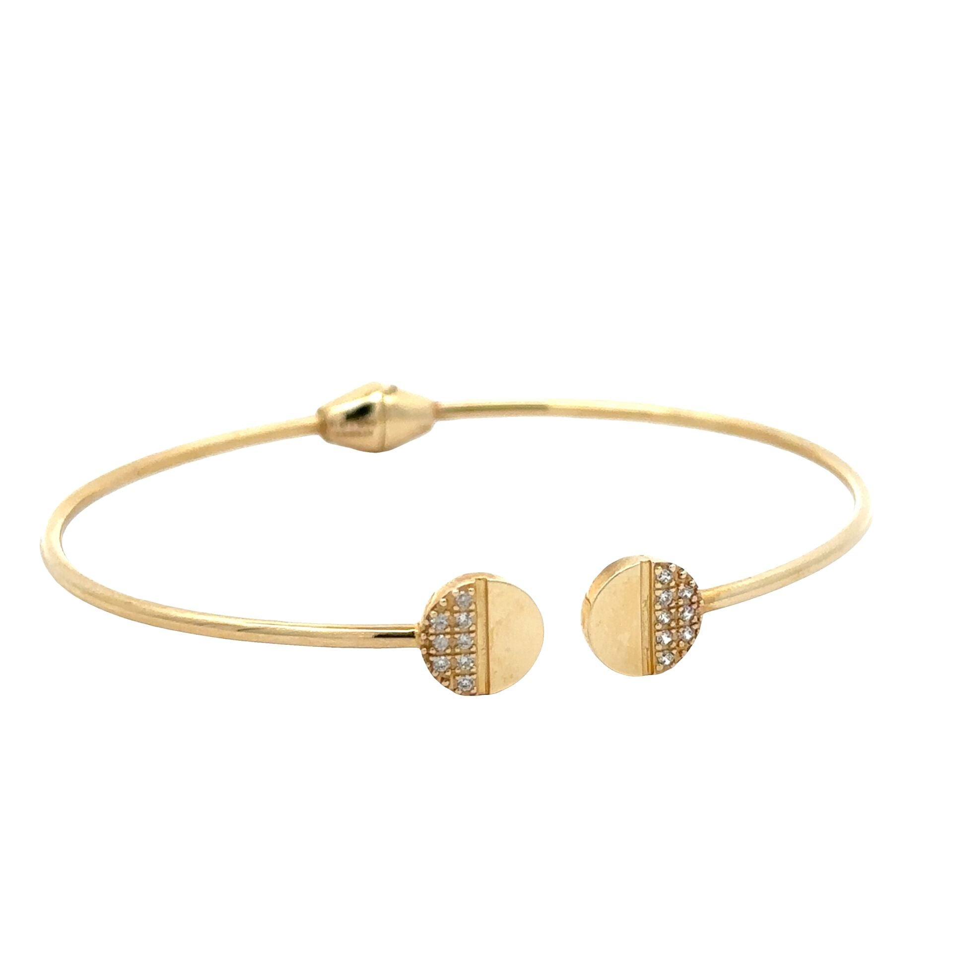 Zirkon Taş Detaylı Modern Ve Zarif Tarz Yeşil Altın Kelepçe Bilezik