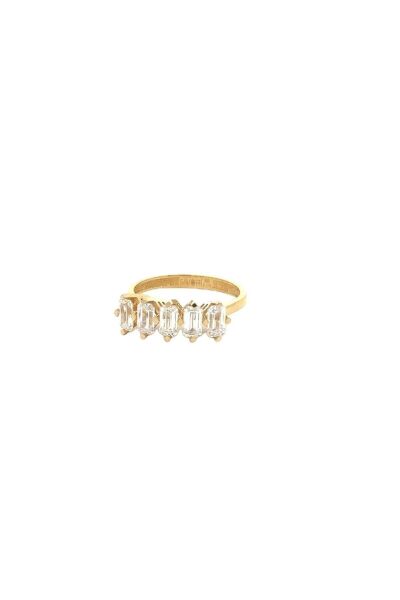 Zirkon Emerald Kesim Taşlı Beştaş Yeşil Altın Yüzük