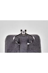 Pırlanta Takoz Tırnak Klasik Tektaş Beyaz Altın Yüzük