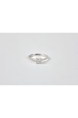 Pırlanta Badem Tırnak Klasik Tektaş Beyaz Altın Yüzük