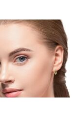 Zirkon Taşlı Halka Model Yeşil Altın Küpe