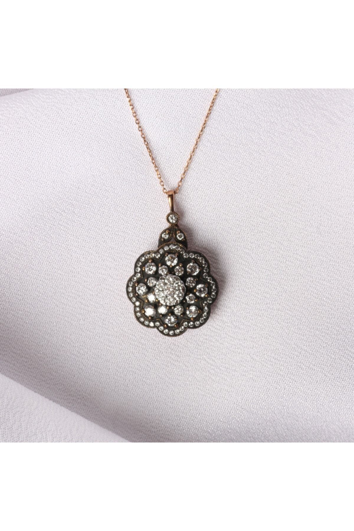 Elmas Coronet Gül Model Rose Altın Kolye