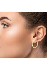 Dorika Model Toplu Halka Çift Renk Altın Küpe