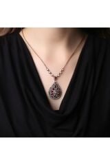 Elmas Yakut Taşlı Rose Altın Kolye
