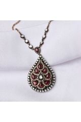 Elmas Yakut Taşlı Rose Altın Kolye